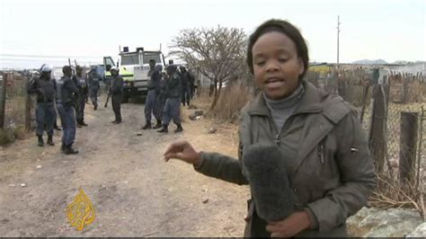 south african police raid striking miners youtube