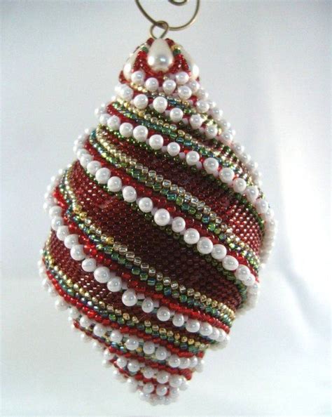 Pattern Tutorial Beaded Christmas Ornament Etsy Beaded Christmas