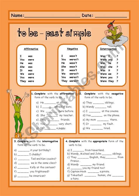 Verb To Be Past Simple ESL Worksheet By Sally Star