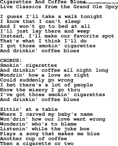 Cigarettes And Coffee Blues By Marty Robbins Lyrics