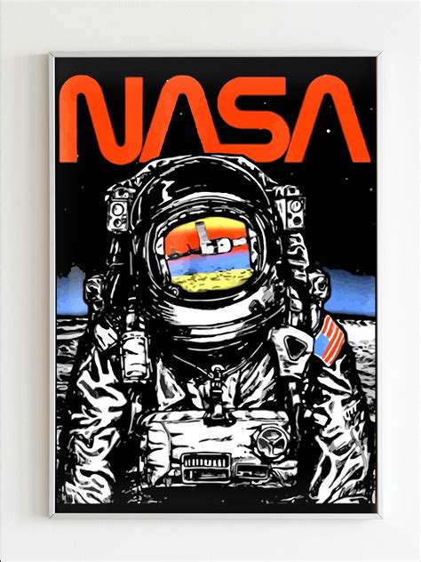 Nasa Astronaut Moon Reflection Vintage Retro Poster Poster Art Design