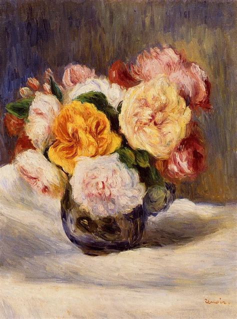Bouquet Of Roses 1883 Painting Pierre Auguste Renoir Oil Paintings