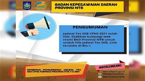 Jadwal Dan Lokasi Tes Skb Cpns Ntb Simak Dokumen Yang Harus