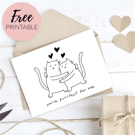 Purrfect For Me Free Funny Printable Valentines Day Card For Cat Lover