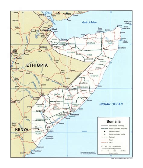 Large Detailed Political And Administrative Map Of Somalia With Roads