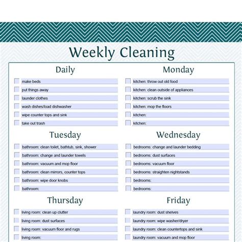 The Daily Cleaning Checklist Is Shown In Blue And Green Colors With