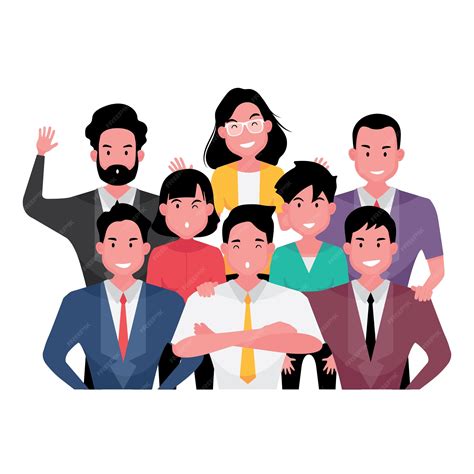 Premium Vector A Cartoon Character Of A Group Of Business People