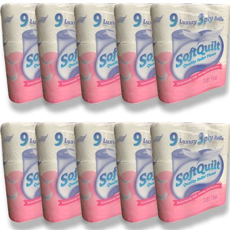 90 Toilet Rolls 3 Ply Luxury Soft Pink Bathroom Toilet Paper Bulk Pack