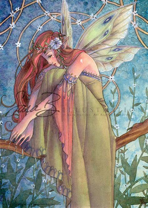 Fairy Art Print Celtic Irish Fairy With Flowers