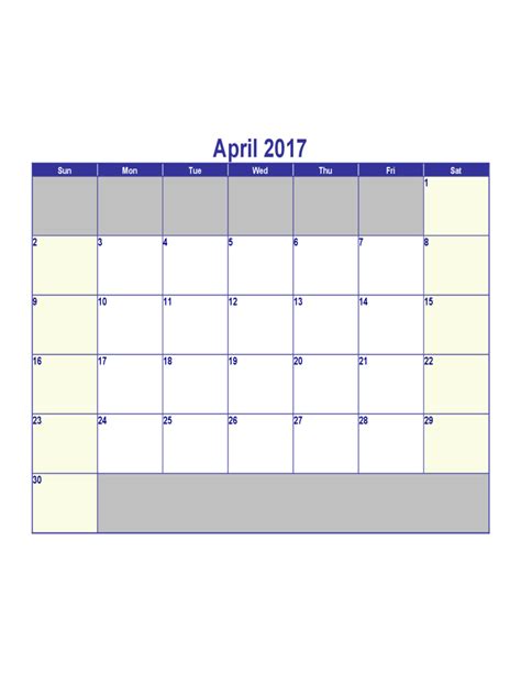 Sample For April 2017 Calendar Edit Fill Sign Online Handypdf