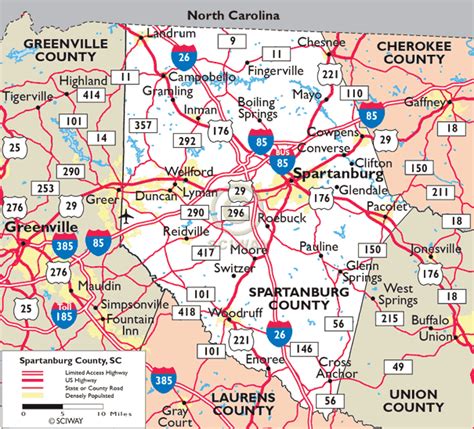 Spartanburg County Map We Are Called Hub City Because I 26 And I 85