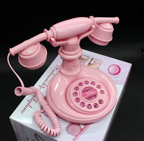 Retro Pink Telephone Hotel Girls Phone Antique Princess Push Button