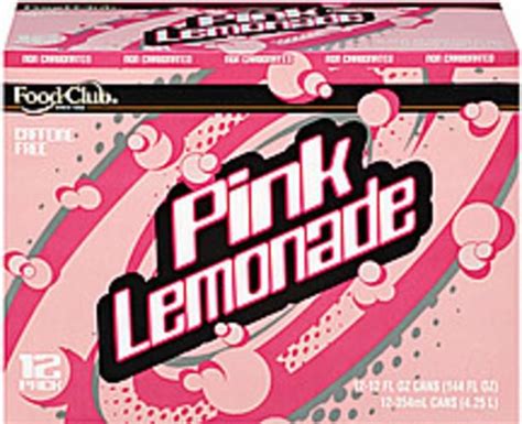 Food Club Pink Lemonade 12 Oz Soda 12 Pkg Nutrition Information Innit
