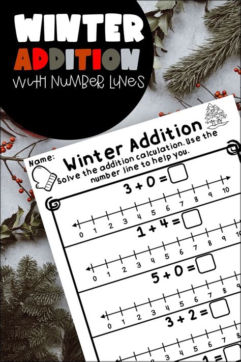 Addition With A Number Line Winter No Prep Worksheets Kindergarten 1st