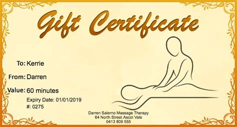 Free Massage T Certificate Template 01 T Template Massage T Massage T