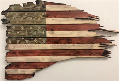 Tattered Flag Rustic Wooden Flag Wood American Flag Rustic Etsy