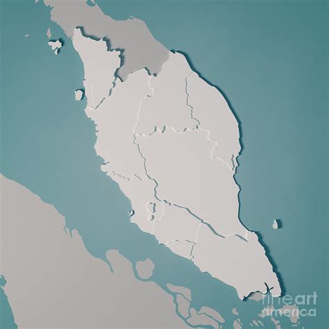 Peninsular Malaysia Country Map Administrative Divisions 3d Rend