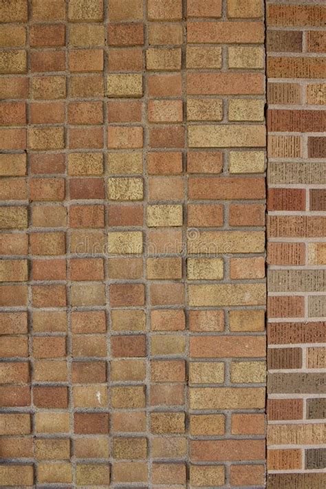 Brick Wall Texture Background With Protruding Square Shape Bricks Stock