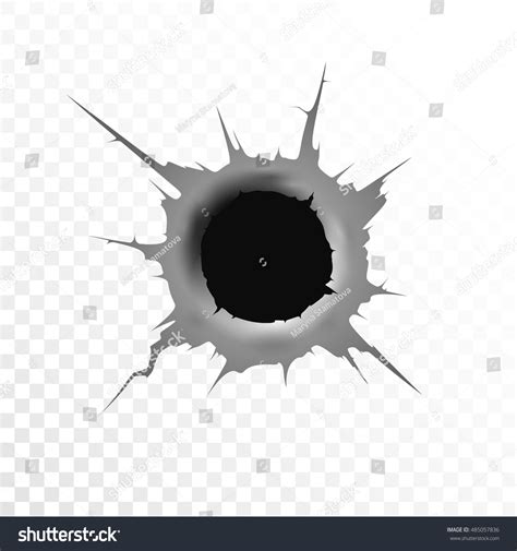 Bullet Hole Isolated On White Transparent Stock Vector Royalty Free