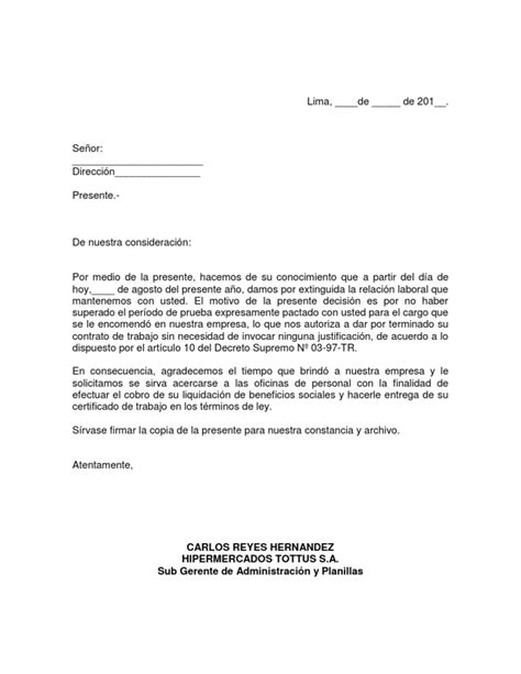 Ejemplo De Carta De Terminacion De Contrato Laboral Compartir Ejemplos