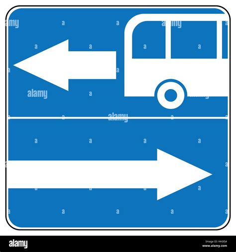 One Way Road Traffic To Left Or Right Sign Bus Road Drive Straight