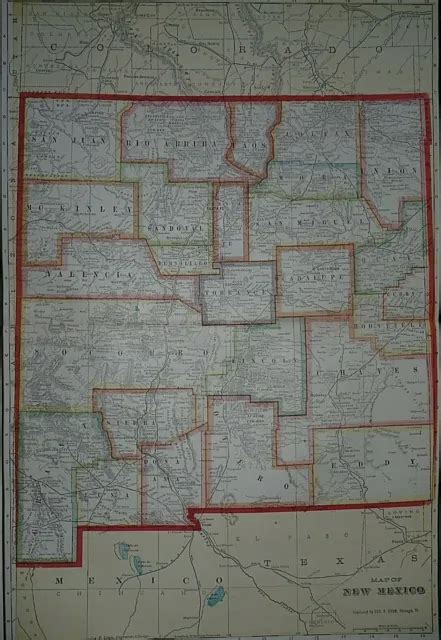 Rare Vintage 1911 Atlas Map ~ New Mexico Santa Fe ~ Old And Authentic