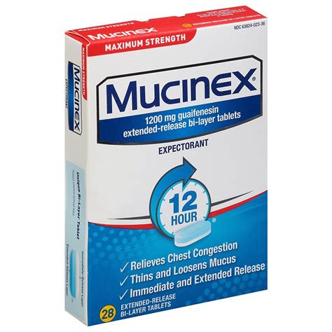 Mucinex 12 Hour Maximum Strength Bi Layer Tablets Shop Medicines And Treatments At H E B