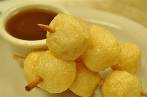 Fishballs Deep Fried Fish Balls Served W Sweet And Spicy Brown Sauce