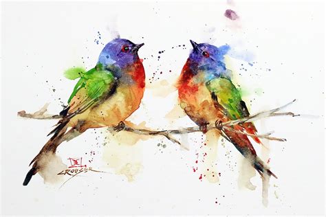Painted Bunting Watercolor Songbird Print By Dean Crouser Etsy