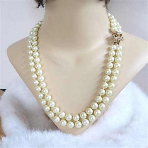 Vintage Strand Cream Faux Pearls Necklace With Atomic Design Clasp By MyVintageJewels On Etsy