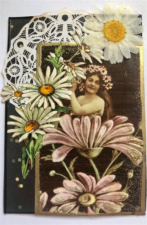 Vintage Daisy Collage Atc In 2021 Art Collage Vintage