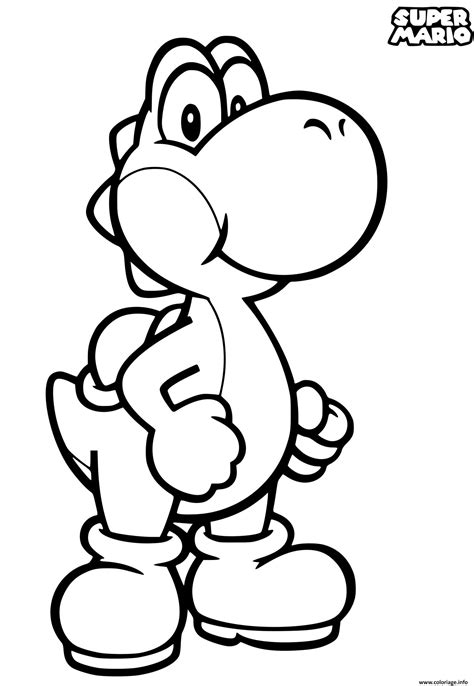 Coloriage Super Mario Yoshi Petit Dinosaure Dessin Mario à imprimer