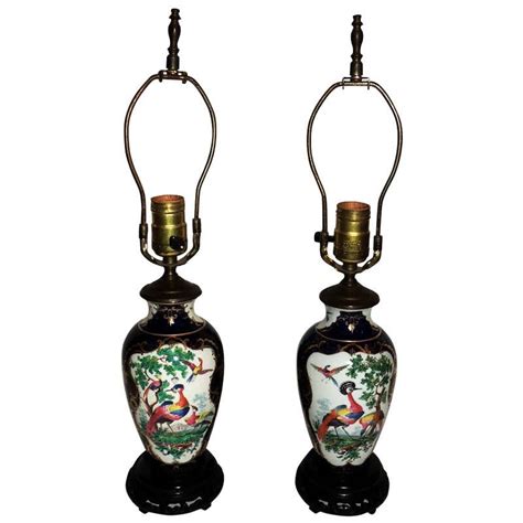 Chinoiserie Hand Painted Ceramic Table Lamps A Pair For Sale At 1stdibs