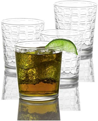 Circleware Blocks 16 Piece Glassware Set Highball Tumbler Drinking Glasses And Whiskey Cups For