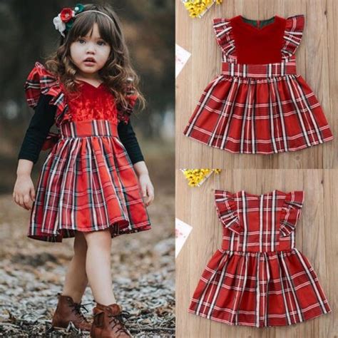 Toddler Kid Baby Girls Plaids And Checks Sleeveless Party Pageant Xmas
