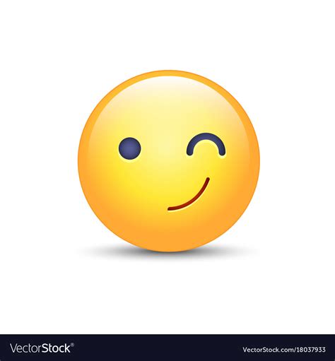 Winking Fun Cartoon Emoji Face Wink And Smile Vector Image