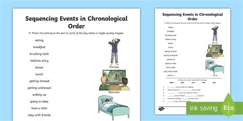 Sequencing Events In Chronological Order Ks1 Worksheet