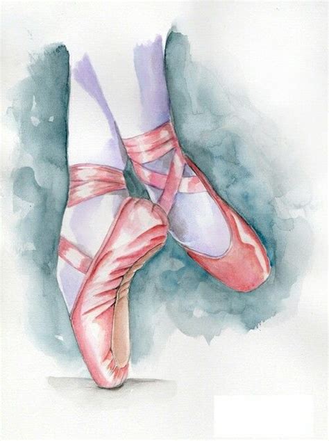 Watercolor Pointe Shoes ♡ Ballet Painting Ballerina Art Ballet Art
