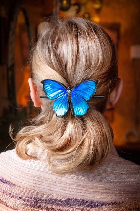 Blue Morpho Butterfly Hair Clip Butterfly Jewelry Hairpin Etsy