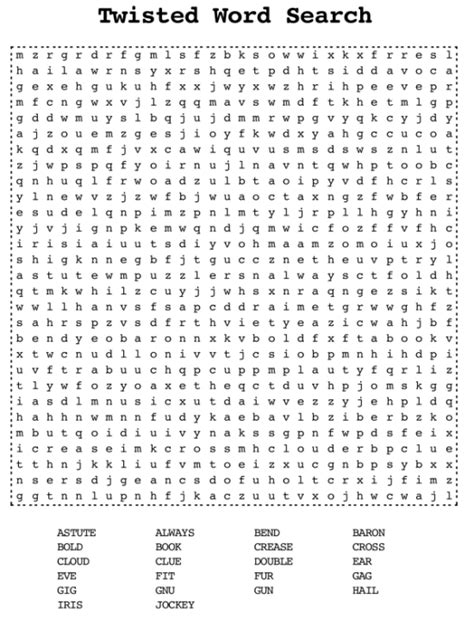 Hard Word Search Printables