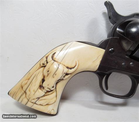 Outstanding 120 Year Old Carved Ivory Grips For Colt Single Action