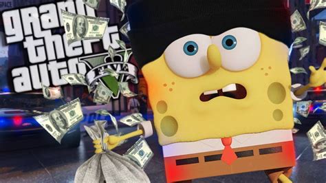 Spongebob Robs A Bank Mod Gta 5 Pc Mods Gameplay Youtube