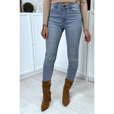 Sexy Damen Skinny Jeans Mit Zippern Taupe