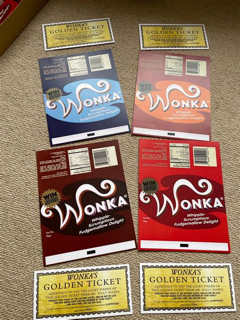 4x Willy Wonka Chocolate Bar Wrapper 4x Golden Ticket Etsy