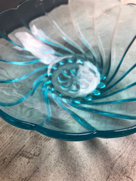 Vintage Hazel Atlas Blue Capri Swirl Bowl Depression Glass Etsy