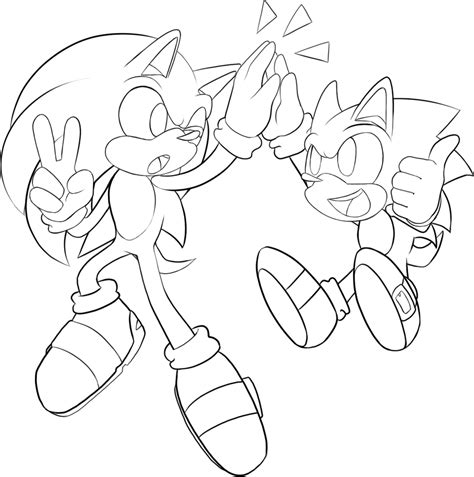 Two Sonics Free Lineart By Sketchedstars On Deviantart