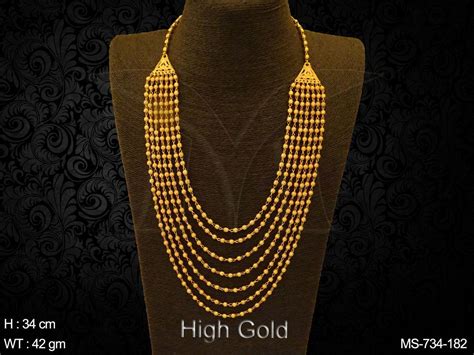 Grouped Layer Style Plain Gold Mala Set Designer Jewellery Beaded