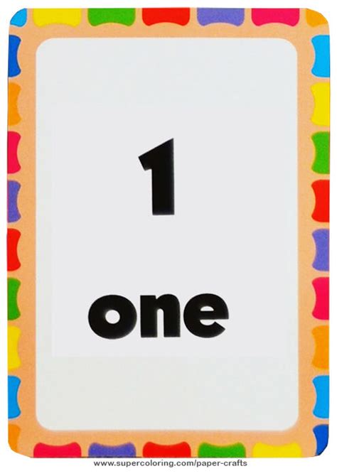 Flashcard With Number One Printable Template Free Printable
