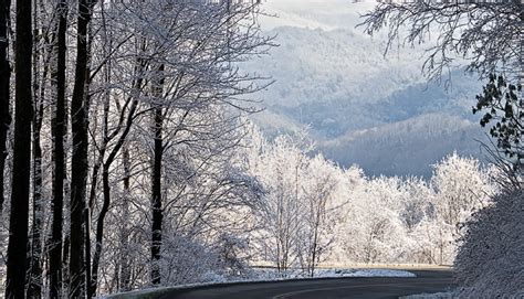 Ridge upon ridge of forest straddles the border between north carolina and tennessee in great smoky mountains national park. Short-lived winter snowstorm | William Britten Photography