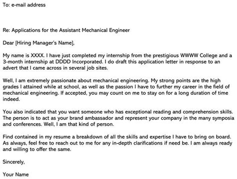 your name your address city, state, zip code telephone contacts date. Mechanical Engineering Cover Letter Sample & Email Example